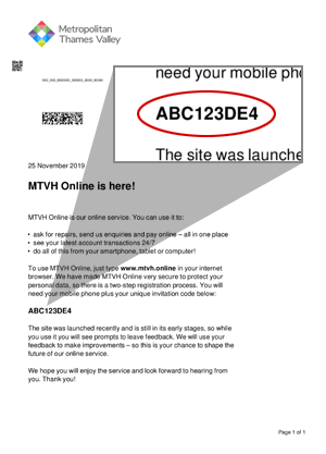 MTVH Online invite letter